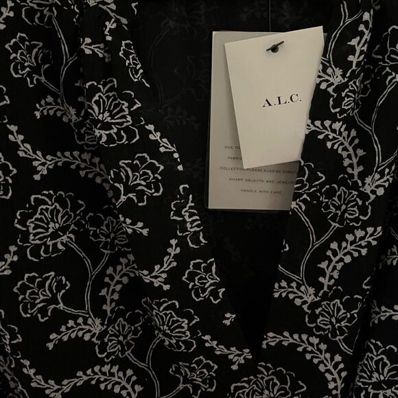 A.L.C. Silk Blend Flowy Floral Long-Sleeve Midi Dress NWT Size 4 - Picture 12 of 17